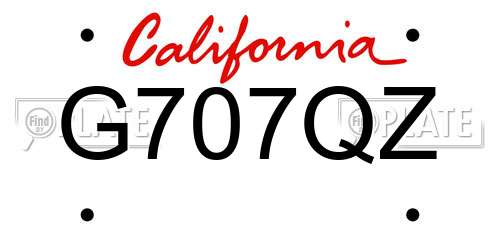 G707QZ California License Plate
