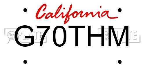 G70THM California License Plate