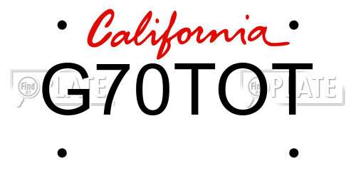 G70TOT California License Plate