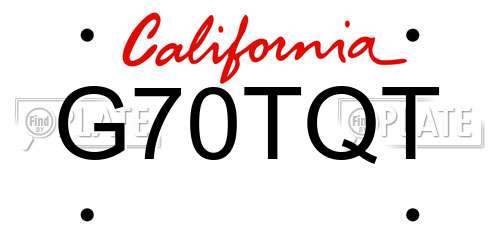 G70TQT California License Plate
