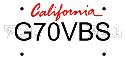 G70VBS California License Plate