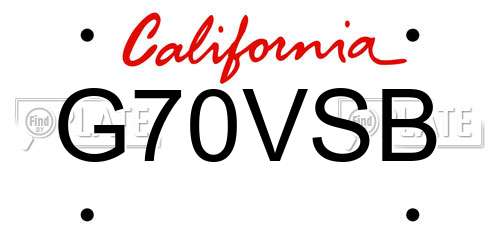G70VSB California License Plate