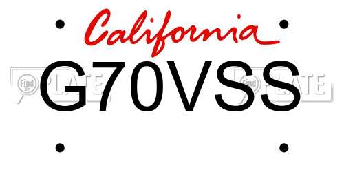 G70VSS California License Plate