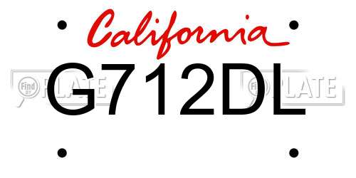 G712DL California License Plate