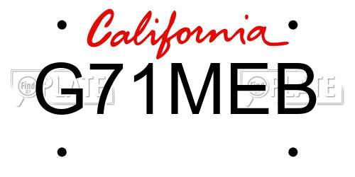G71MEB California License Plate