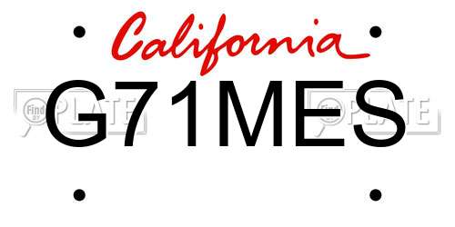 G71MES California License Plate