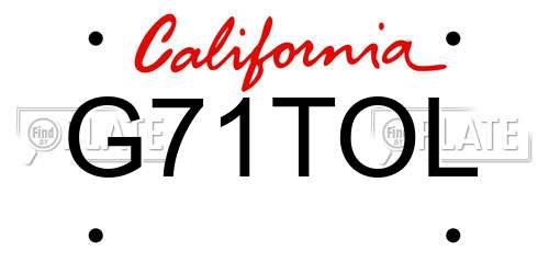G71TOL California License Plate