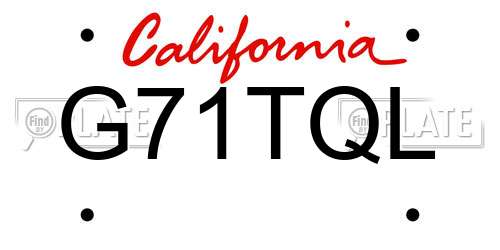 G71TQL California License Plate