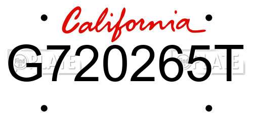 G720265T California License Plate