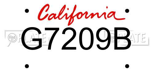 G7209B California License Plate
