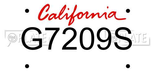 G7209S California License Plate