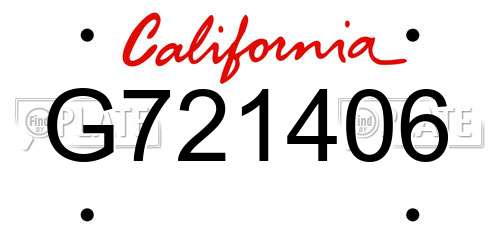 G721406 California License Plate