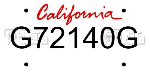 G72140G California License Plate