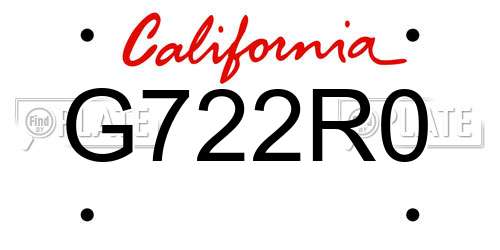 G722R0 California License Plate