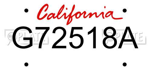 G72518A California License Plate