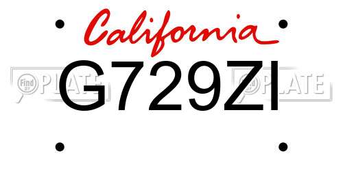 G729ZI California License Plate