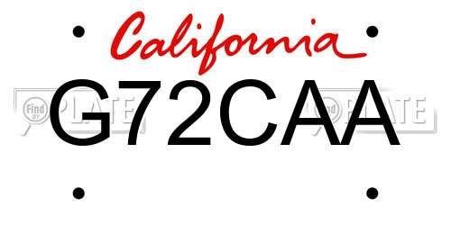 G72CAA California License Plate