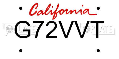 G72VVT California License Plate