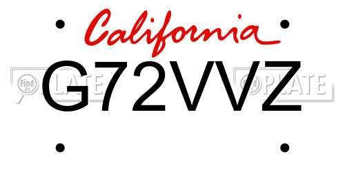 G72VVZ California License Plate
