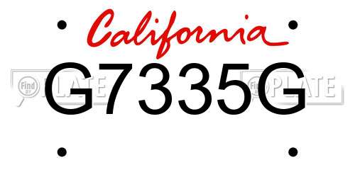G7335G California License Plate