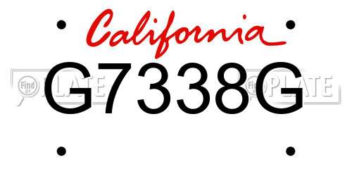 G7338G California License Plate