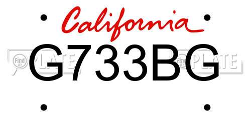 G733BG California License Plate