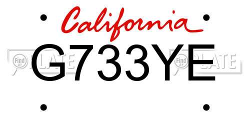 G733YE California License Plate