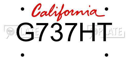 G737HT California License Plate