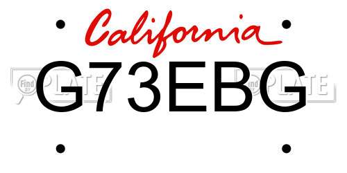 G73EBG California License Plate