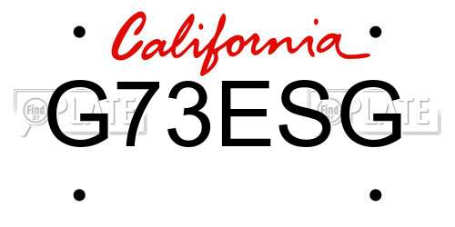 G73ESG California License Plate