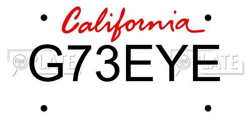 G73EYE California License Plate