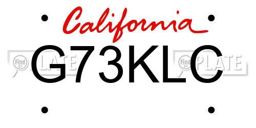 G73KLC California License Plate