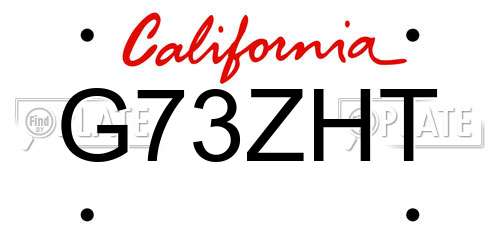 G73ZHT California License Plate