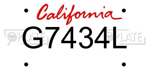 G7434L California License Plate
