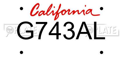 G743AL California License Plate