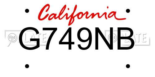 G749NB California License Plate