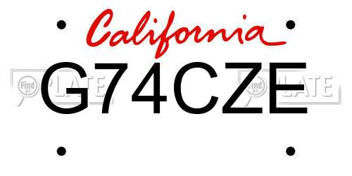 G74CZE California License Plate
