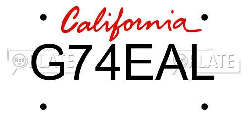 G74EAL California License Plate