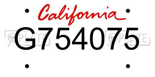 G754075 California License Plate