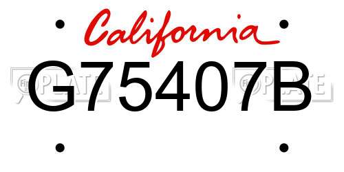 G75407B California License Plate
