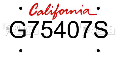 G75407S California License Plate