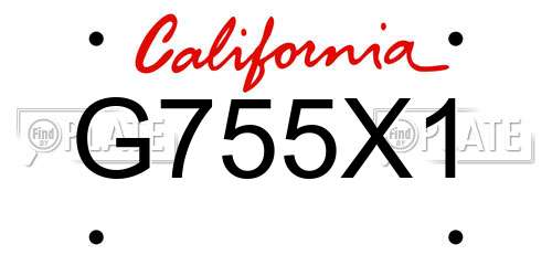 G755X1 California License Plate