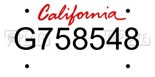 G758548 California License Plate
