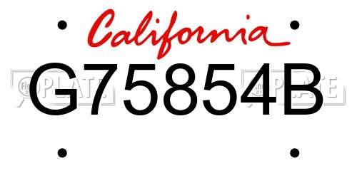 G75854B California License Plate