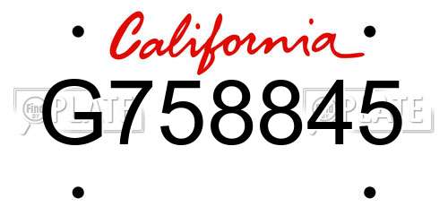 G758845 California License Plate