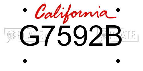 G7592B California License Plate