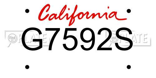 G7592S California License Plate