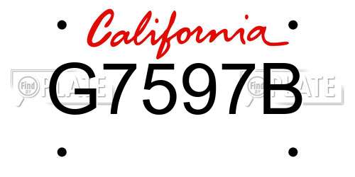 G7597B California License Plate