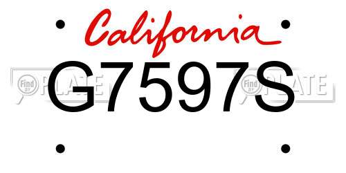 G7597S California License Plate
