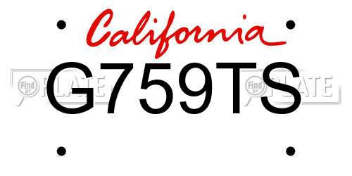G759TS California License Plate